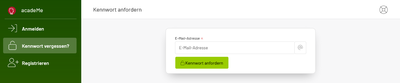 acadeMe Kennwort vergessen