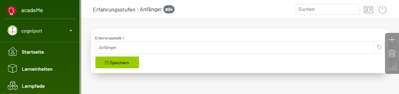 Bearbeiten einer Erfahrungsstufe