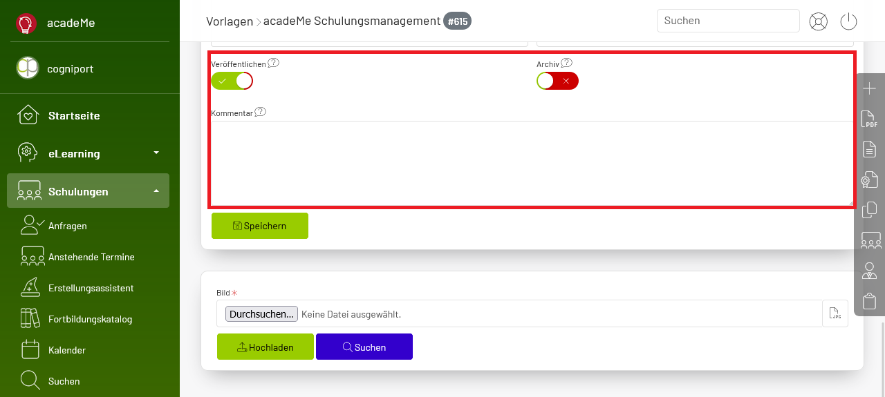 Veröffentlichungseinstellungen