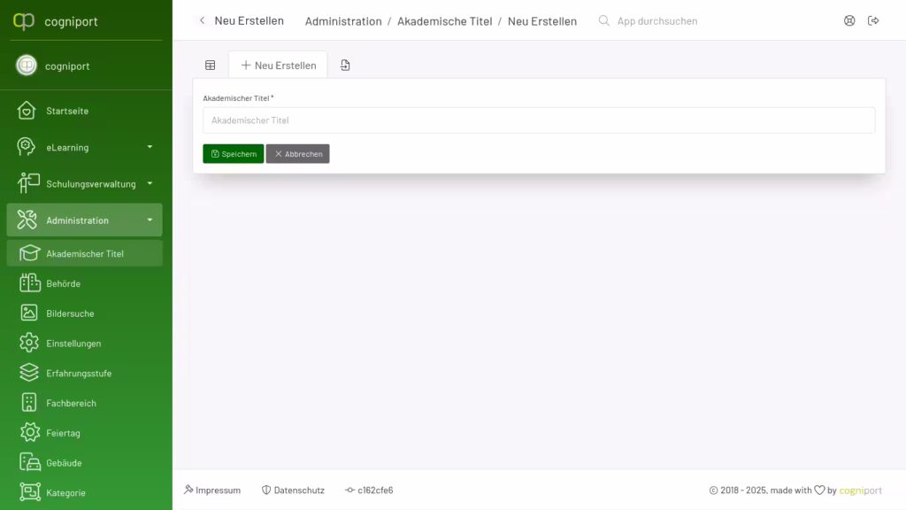 Erfassung eines akademischen Titels