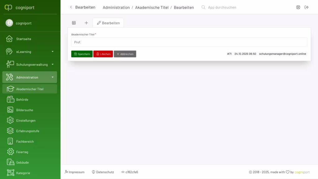 Die Bearbeitung eines akademischen Titels