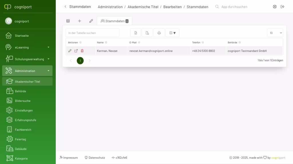 Die Stammdaten Übersicht