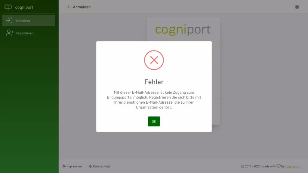 Kein Zugang zum Bildungsportal