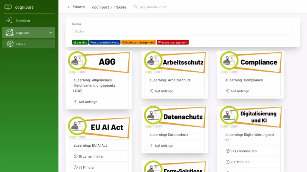Die Übersicht aller eLearning Pakete