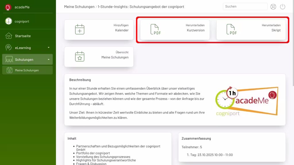 Auswahl der Schulungsmaterialien
