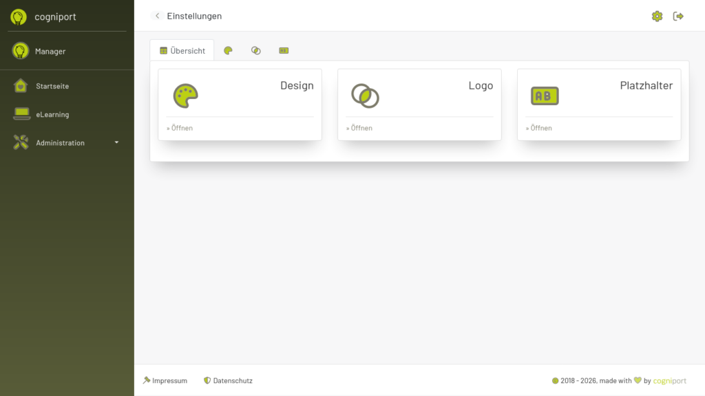 Das gesamte Design kann an die Bedürfnisse Ihrer Verwaltung angepasst werden