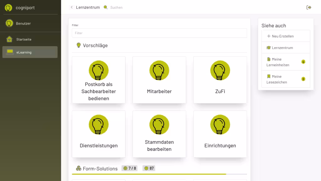 eLearning Übersichtsseite