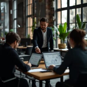 Mitarbeitende einer kommunalen Verwaltung bei einer praxisnahen digitalen Schulung