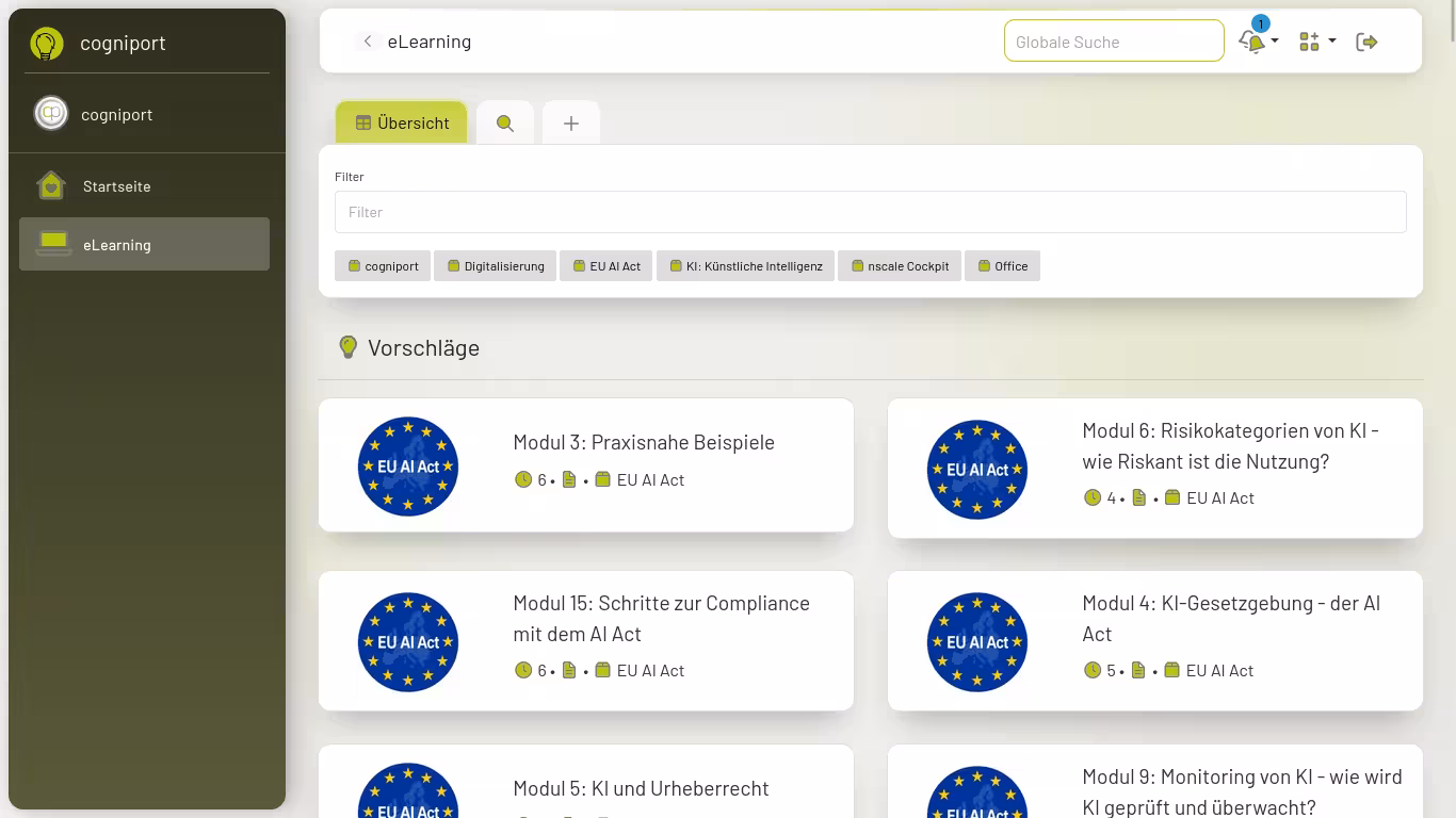 Individuelle Vorschläge für passende eLearning-Angebote im cogniport Bildungsportal