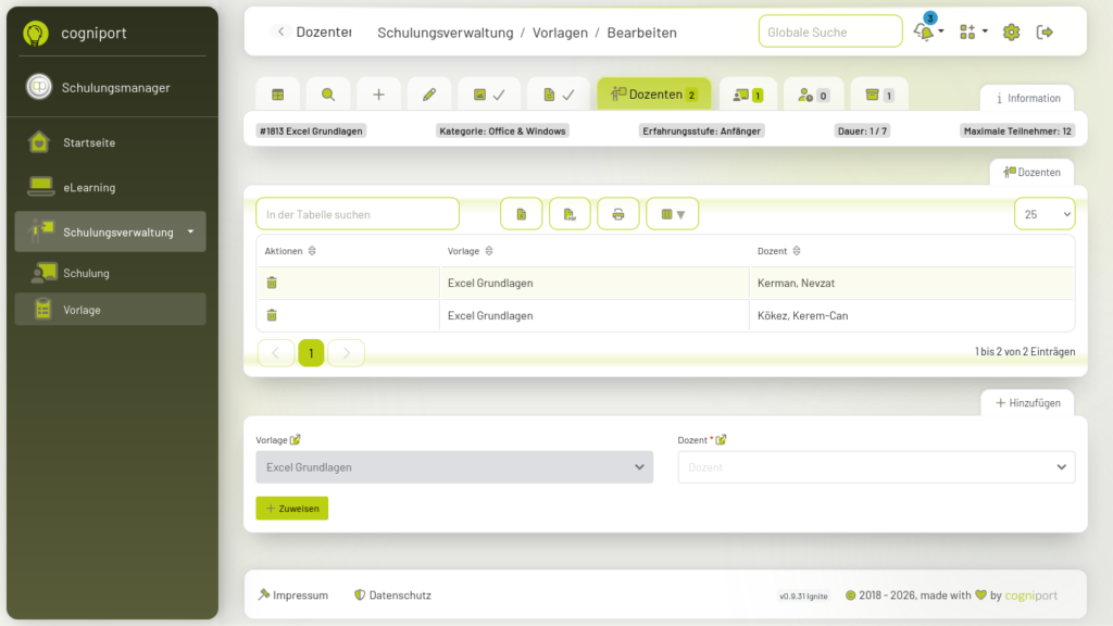 Trainer und Referierende im cogniport Bildungsportal verwalten