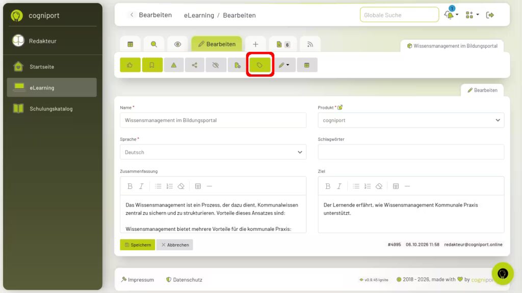 Schlagwörter im Bildungsportal automatisch generieren lassen